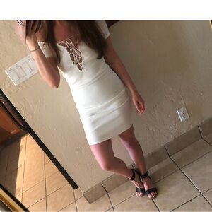 Ribbed tie front dress